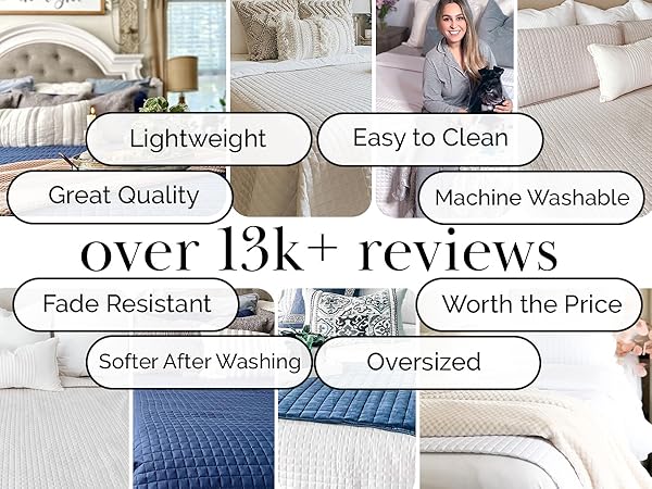 Twin size quilt set in white with lightweight microfiber and clean bed styling
