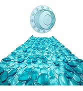 SlipX Solutions Extra Long Foot Massager Bath Tub Mat and Bottomless Bath Overflow Drain Cover, Aqua