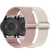 2 Pack Stretchy Nylon Watch Bands Compatible with Garmin Venu/Venu Sq, 20mm Loop Elastic Straps f...