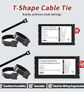 ResBamotix Reusable Hook and Loop Cable Ties 50 Pack, Thickened T-Shaped Cord Organizer, Heavy Du...