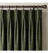 NICETOWN Pinch Pleat Vintage Olive Green Curtains 395GSM, 84" Long Faux Linen Drapery for Living ...