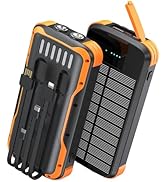 SOXONO Solar Charger Power Bank, PD 20W Fast Charging External Batter, 40000mAh Portable Phone Ch...