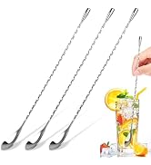 3 PCS Bar Spoon, 12 Inches Cocktail Mixing Spoons, Spiral Pattern Stainless Steel Cocktail Stirre...