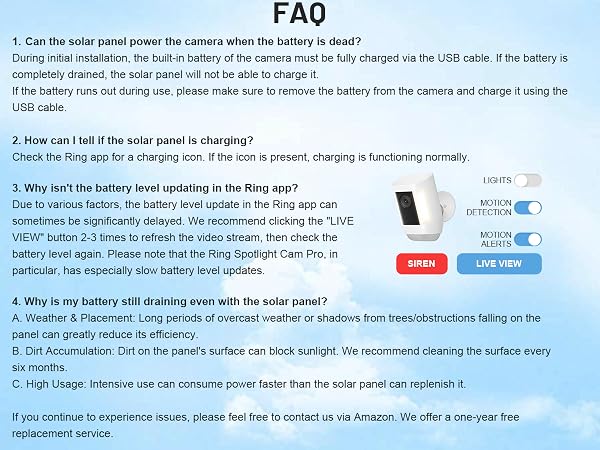 Solar Panel and 2-In-1 Wall Mount for Ring Cam