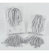 HUIHUANG Silver Bows for Gift Wrapping Christmas Curly Bows 6 Counts Self Adhesive Burst Bow Stic...