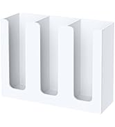 KOTEMON Acrylic Cup Holder, 3 Compartment, Disposable Coffee Cup Dispenser Storage Organizer, White