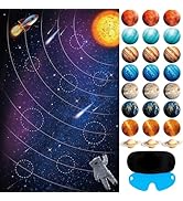 Solar System Party Games - Pin The Planets, Large Space Game Poster with 32 Planet Stickers