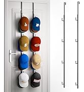 HapiRm Over Door Hat Rack - 2 Packs Hat Organizer for Baseball Caps, Hat Holder with 8 Hat Hooks ...