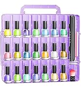 JIASHENG Nail Polish Organizer Case Holders, 48 Bottles Universal Nail Storage Box for Double Sid...