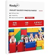 Koala Heavyweight Photo Paper High Glossy 8.5x11 Inches for Inkjet Printing 100 Sheets 61LB