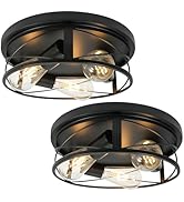 AKAARI Farmhouse Style Ceiling Light Fixture - Dimmable Rustic Black Flush Mount E26(not incude B...