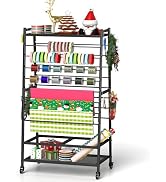 yeshine Ribbon Organizer for Craft Room, Rolling Ribbon Holder, Double-Sided Ribbon Holder Organi...