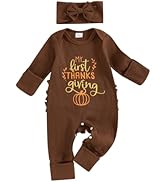 Kuriozud My First Halloween Outfit Baby Girl Ghost Romper Pumpkin Onesie Newborn Preemie Girl Paj...