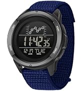 Gosasa Men's Digital Sports Watch with Velcro Buckle, Military Style Nylon Strap, Waterproof 5ATM...