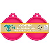 Comtim Cat Food Can Covers Lids for 5.5 oz Cans, 2 Pack Silicone Cat Food Can Lids for 5.5 oz 5.3...