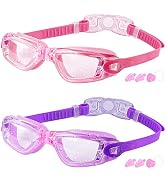 Kids Swim Goggles, 2 Packs Swimming Goggles for Kids Girls Boys and Child Age 4-16