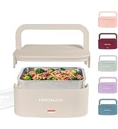 Nostalgia Portable Heated Lunch Box – 4-Cup Stainless Steel Food Warmer – Detachable Cord, Leak-P...
