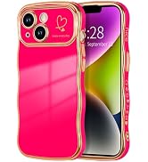 Anuck for iPhone 14 Plus Case for Women Girls, Cute Curly Wave Frame Shape Love Heart Design, Lux...