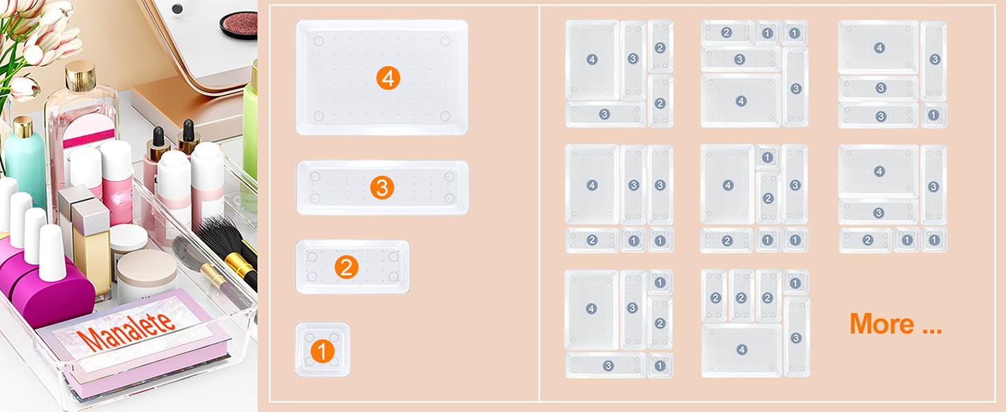clear plastic drawer organizer sets