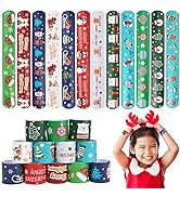 CCINEE Christmas Slap Bracelets,Xmas Slap Wristbands Snata Claus Reindeer for Kids' Party Favors ...