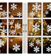 Kesoto 96PCS Christmas Decoration Snowflake Window Clings Glueless PVC Wall Stickers for Windows ...