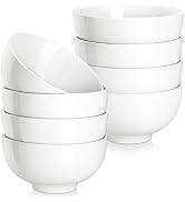 MALACASA 10 OZ Small Bowls Set of 8, Porcelain Ice Cream Bowls for Kitchen, White Ceramic Bowls f...