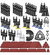 EXKRAEFT 136 PCS Oscillating Tool Blade, Multi Tool Blades Kits with Sandpaper, Arc Edge & Titani...