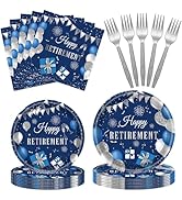 96 PCS Retirement Party Decorations for Men Women Retirement Plates and Napkins and Plastic Forks...