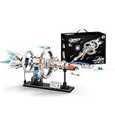 OWNONE 1 Space Station Building Set with Motor and LED Lights - 360°Rotating Space Shuttle Rocket...