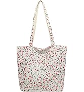 CEUTNIZ Cute Floral Tote Bag Cotton Flower Tote Bags Aesthetic Soft Grocery Cloth Bag for Women T...