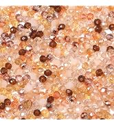 Songxi 500pcs 4mm Brown Glass Beads for Jewelry Making, 5 Style 3 Size Crystal Beads for Bracelet...