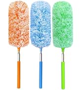 GMLRKY 3 Pcs Microfiber Duster 12-31 Inch Extendable Cleaning Tool 360° Bendable Washable Small D...
