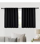 RYB HOME Short Black Curtains for Bedroom, Blackout Thermal Insulated Curtain Tiers Small Window ...