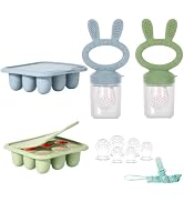WAJIAYON Baby Breastmilk Popsicle Molds & Baby Fruit Feeder (4 Pack), Baby Food Freezer Tray Stor...