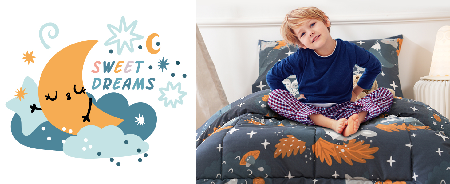 4 Piece Navy Blue Owl Toddler Bedding Set