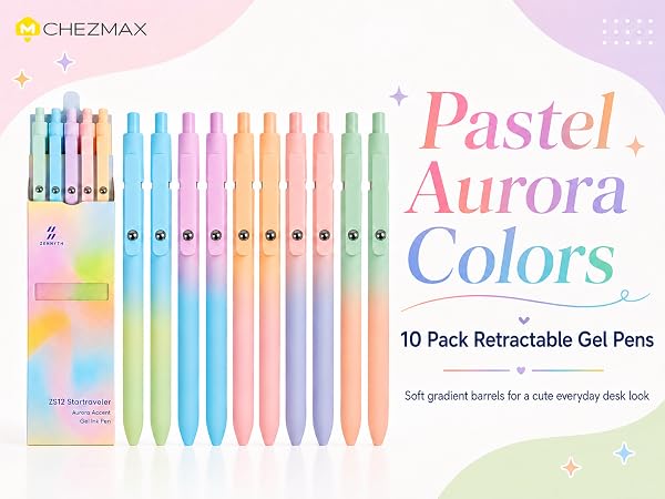 Gel Pens School Office Supplies - 10 Pcs 0.7mm Cute Black Ink Ballpoint