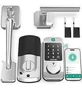 WiFi Front Door Lock Set - SMONET Fingerprint Keyless Entry Smart Locks Handle Set, Digital Remot...
