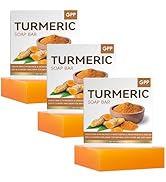GPP Turmeric Soap Bar for Body & Face, 3pcs Natural Turmeric Handmade Soap for All Skin Types, Wo...