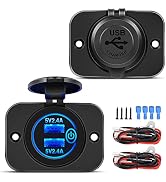 Nilight 2 Pack Quick Charge Socket LED 12V 24V Dual USB Charger 5V 4.8A Car Outlet Panel with ON ...