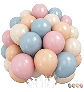 Froova Dusty Pink Blue Balloon 60 Pcs Gender Reveal Balloons Blush Pink Slate Blue Beige Sand Whi...