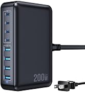 200W USB C Charger Block, 8-Port USB C Charging Station GaN III PD 65W Laptop Fast Charger Adapte...