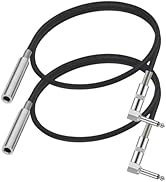 2-Pack 6.35mm Right Angle TS Male to 6.35mm Female Adapter Cable, 1.6 Foot, Black, 1/4 TS Male to...