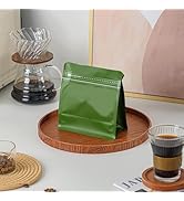 Roppolo 50 Pcs 4oz Green Sqaure Coffee Bean Bags, Easy Tear Open & Repeating Sealed Zipper, Heat-...