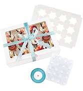 YunKo 15 Pack Dozen Cupcake Boxes White Cupcake Containers with Window Fit 12 Cupcakes or Muffins