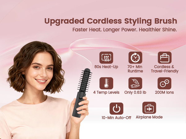 Cordless Hair Curling Iron Brush