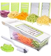 NACOLUS Cheese Grater with Container,5 In 1 Vegetable Slicer,Multi Purpose Graters for Kitchen, E...