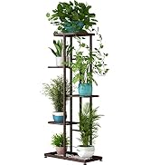 LINZINAR Plant Stand Metal 5 Tier 6 Potted Multiple Flower Pot Holder Shelf Indoor Outdoor Plante...