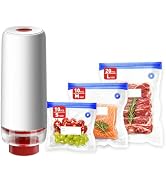 ZABINS Portable Vacuum Sealer Set, Compact Handheld Vacuum Sealer Machine + 40 Pcs Reusable Vacuu...