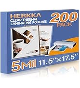 HERKKA 200 Pack Laminating Pouches, Hold 11 x 17 Inch Sheet, 5 Mil Clear Thermal Laminating Paper...