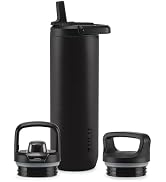 ZULU Base 24oz Stainless Steel Water Bottle with 3 Lids- Straw, Chug, Twist | Double Walled and V...